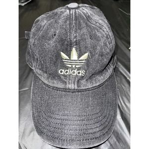 Womens Black Denim Adidas Hat Gold Logo Adjustable